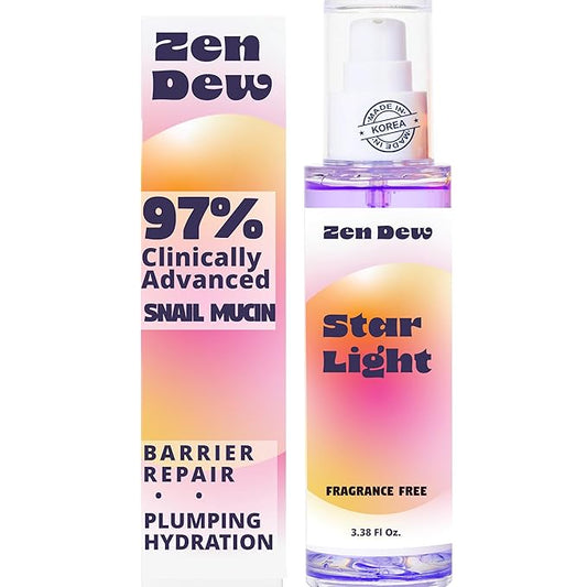 Clinically Advanced Korean Snail Mucin Serum - Star Light by Zen Dew (3.38 oz) Brightening, Anti-Aging & Hydrating K Beauty Face Serum for Glass Skin Glow – Smoothing Korean Skin Care