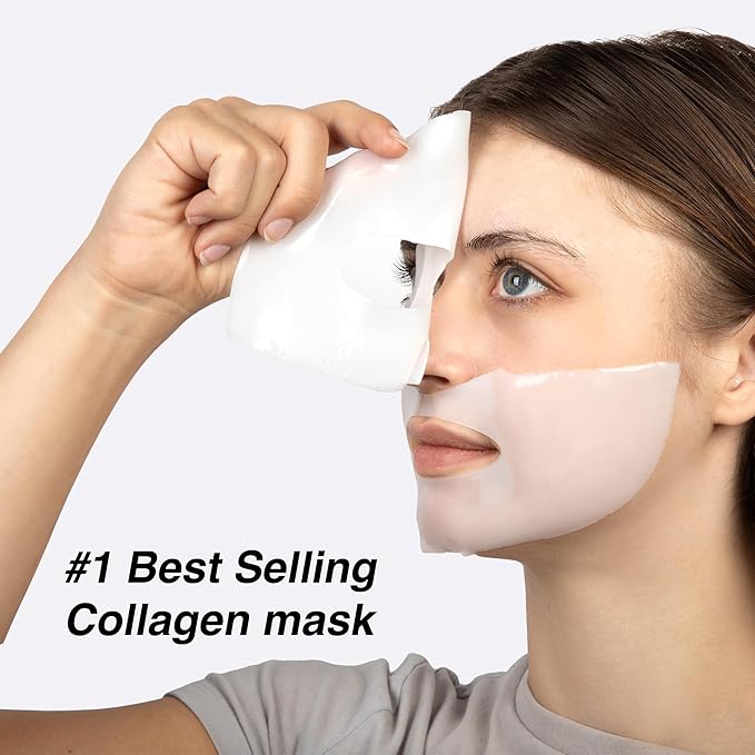 Trancend™ Real Deep Collagen Face Mask for Korean Skin Care – Hydrogel Sheet Mask, Overnight Hydrating Mask for Pore Minimizing, Elasticity & Firming, Bio Collagen Treatment - 39G (4 Count)