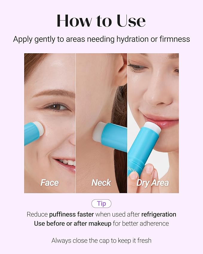 THESAEM Iceland Hydrating Peptide Eye Stick 0.38 oz 2 Pack - Elasticity, Cooling, Moisturizing Eye Balm for Loose Skin – Under Eye Treatment - Balm to Smooth Skin Texture - Daisy Flower Scent