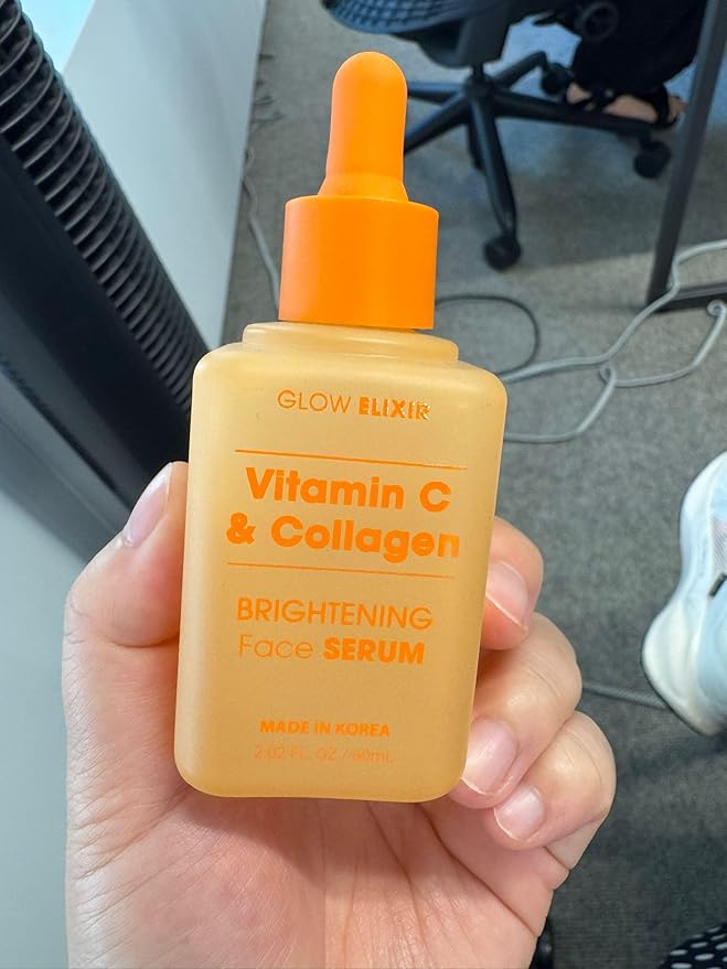 Glow Elixir Vitamin C Serum for Face with Collagen – Fine Lines & Wrinkles Treatment, Hydrating Korean Skin Care – Dermatologist Tested, Anti-Aging, Vegan, Clean Beauty – 2.02 Fl Oz