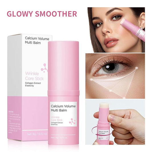 Cemenrete Calcium Volume Multi Balm Stick, Korean Collagen Moisturizing Glow, Hydrating & Anti-Aging Almond Vitamin E for Face, Eyes, Lips & Neck (Multi Balm Stick, 2)