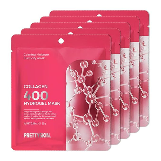 PRETTYSKIN Korean Hydrogel Sleeping Mask (5 Sheets) – 400 Dalton Collagen + Panthenol | Overnight Moisture & Firmness Support for Dry, Tired Skin