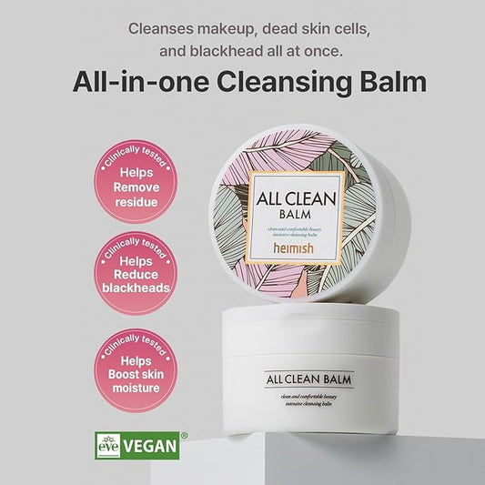 HEIMISH All Clean Balm - Cleansing Balm, Waterproof Makeup Remover, Face Cleanser, Oil Based Cleanser, Korean Skincare with Natural Aroma Oil, Vegan, For All Skin Types, 4.0fl.oz/120ml, 2 Packs