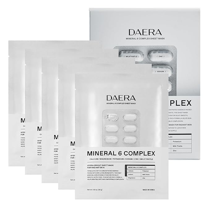 DAERA Korean Brightening Cream Face Mask (5 Sheets) – Dark Spot Correcting & Hydrating Sheet Mask, Firming Glow Mask with Botanicals, Gentle for Sensitive Skin