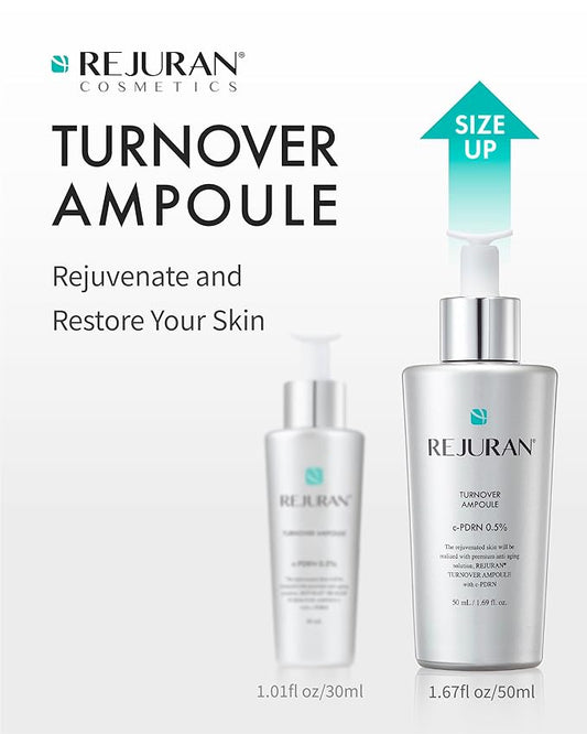REJURAN® Skincare Repair Set with c-PDRN® – Turnover Ampoule & Skin Protection Sheet Mask for Firming, Hydration, and Barrier Repair – Korean Salmon DNA Serum & Mask Duo (1.69 fl oz + 5 Masks)