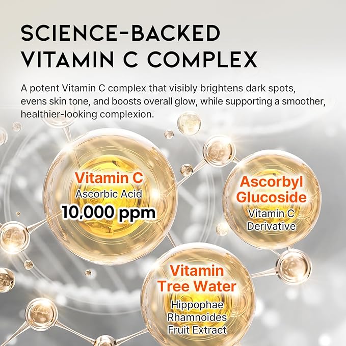 Korean Vitamin C Serum for Brightening and Glowing Skin with Ascorbic Acid & Vitamin Tree Water, Facial Serum 1.69 Fl Oz