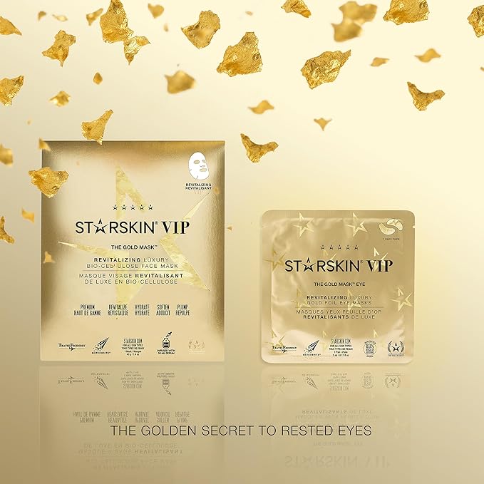 STARSKIN VIP Gold Mask Eye 5 Pack, Gold Undereye Mask Patches, Eye Masks for Puffy Eyes and Wrinkles, Revitalizing and Hydrating Eye Patches, For Dark Circles Under Eye Treatment, Korean Skincare