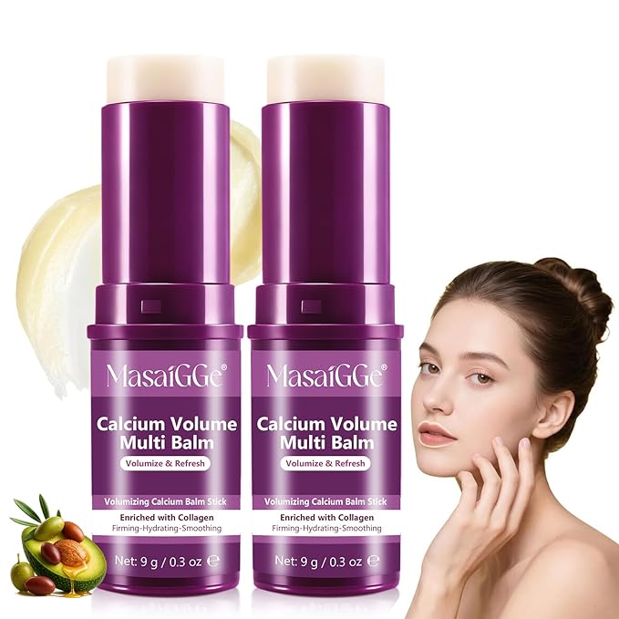 VOFANK Calcium Volume Multi Balm, Calcium Volume Multi Balm Stick, Korean Collagen Moisturing Stick, Anti-aging, Hydrating, Anti Wrinkle Balms, Moisturizes Calcium Sticks for Eyes, Face, Neck(2pcs)
