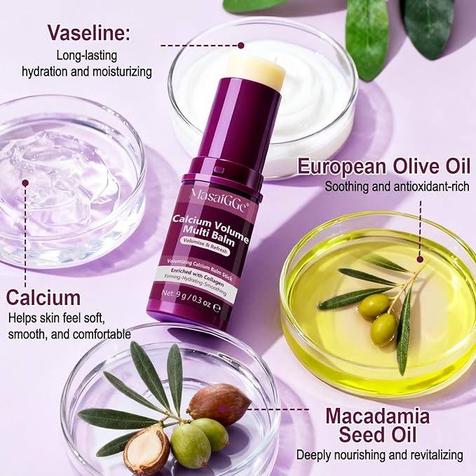 VOFANK Calcium Volume Multi Balm, Calcium Volume Multi Balm Stick, Korean Collagen Moisturing Stick, Anti-aging, Hydrating, Anti Wrinkle Balms, Moisturizes Calcium Sticks for Eyes, Face, Neck(2pcs)