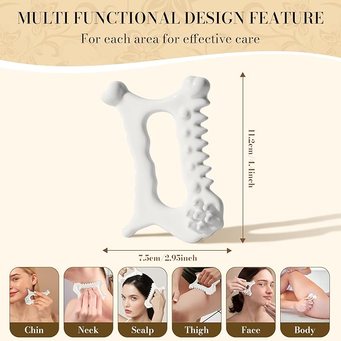 9 in 1 Ceramic Body Gua Sha Facial Tool, Face & Body Gua Sha Massage Tools, Premium Korean 괄사 Guasha Board for Face Lift, Muscle Relief, Skin Care