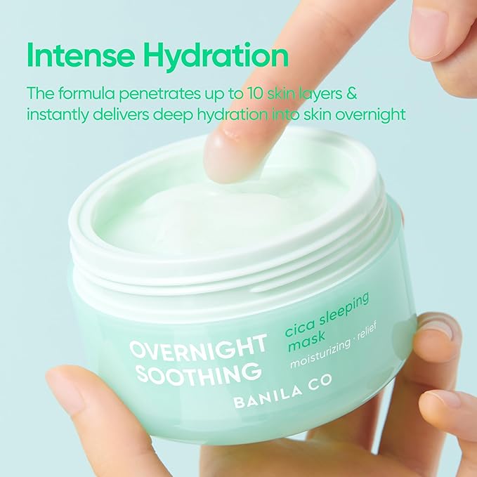 BANILA CO Overnight Soothing Cica Sleeping Mask | Centella Asiatica Water for Calming Skin | Panthenol for Intense Hydration | Korean Facial Skincare Non-Comedogenic (100ml / 3.38 fl oz)