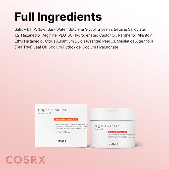 COSRX BHA Toner Pads, 70 Sheets, Exfoliating Pads for Dead Skin & Blackheads, Minimize Pores, Prevent Breakouts, Improve Skin Texture, Korean Skin Care