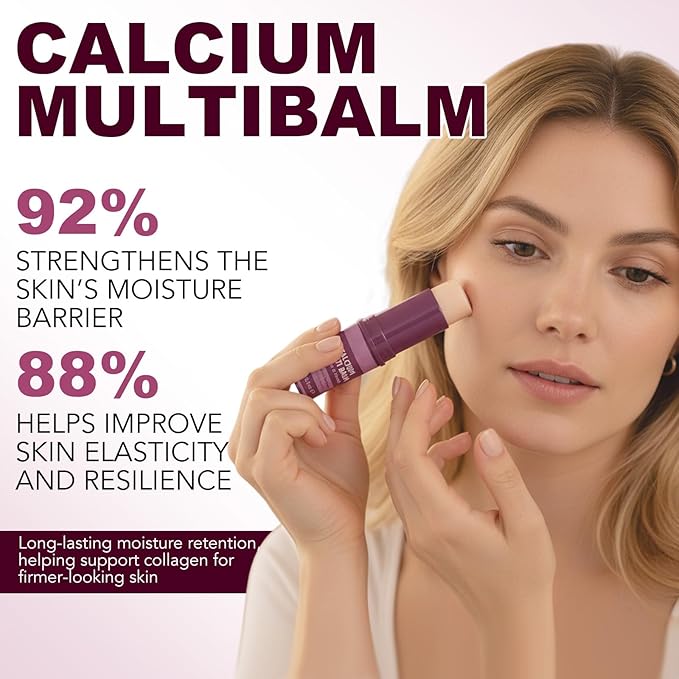 2 Pack Calcium Multi Balm Stick, Volume Multi Balm for Anti-Wrinkles/Aging/Sagging, Hydating & Lifting, Korean-SkinCare Enriched with Calcium & Collagen for Lip, Eyes, Neck, Face | 9g