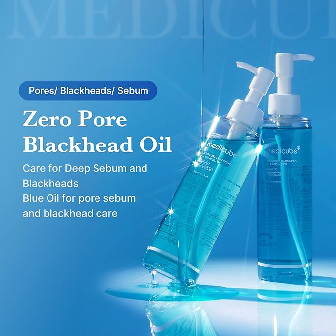 medicube Zero Pore Blackhead Cleansing Oil | Makeup Remover for all skin types, Daily Moisture Facial Cleanser, Low-Irritation | Korean Skin Care (205ml / 6.93 fl.oz)
