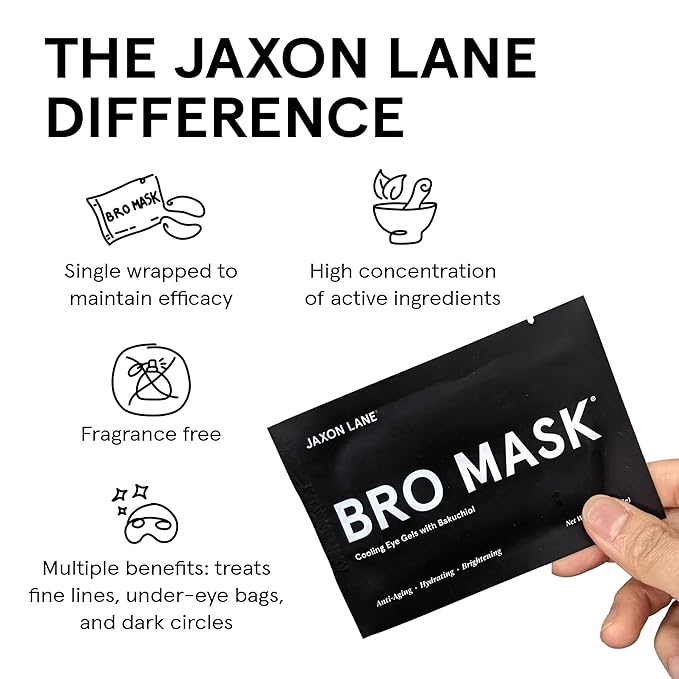 BRO MASK Under Eye Patches for Men with Hydrogel (4 x 6 pairs) - Anti-Aging Korean Eye Masks for Dark Circles and Puffiness- Puffy Under Eye Treatment - Perfect Skin Care Stocking Stuffers for Men