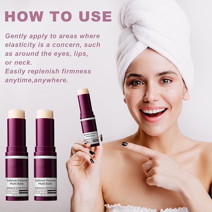 Charunee 2Pc Calcium Multi Balm Stick, Cementerre Calcium Multi Balm,Korean Wrinkle Core Collagen Moisturing Sticks,Anti-Aging Formula for Face, Eyes & Neck - Firming Skin Suitable for All Skin Types