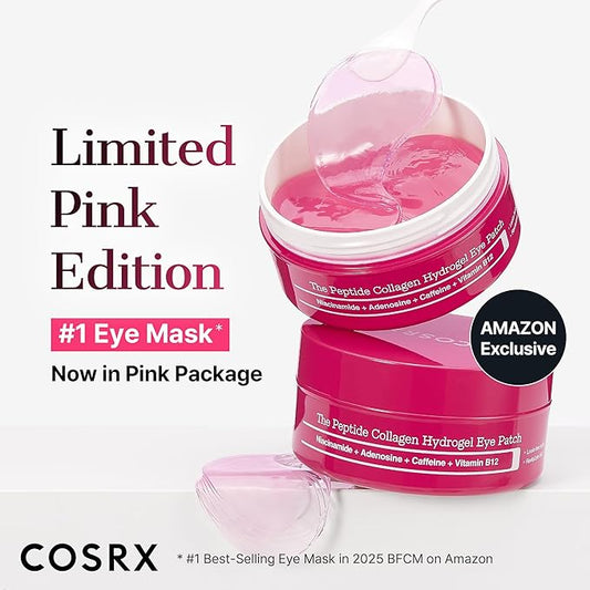 COSRX Limited Pink Edition Pink Peptides Collagen Hydrogel Eye Patch – Valentine’s Day Gifts for Girls and Women, Under Eye Mask for Puffy Eyes and Dark Circles, 60 Patches, Korean Skin Care