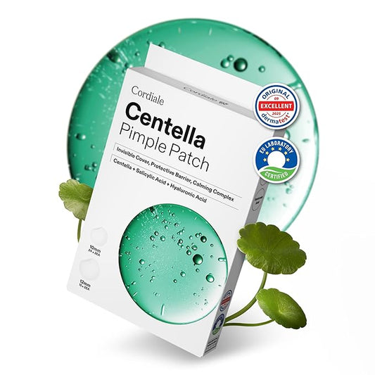Cordiale Centella Pimple Patches with Salicylic Acid & Hyaluronic Acid, Hydrocolloid Acne Spot Patches for Face & Chin, Invisible Zit/Blemish Stickers, Korean Skin Care (78 Count, 2 Sizes)