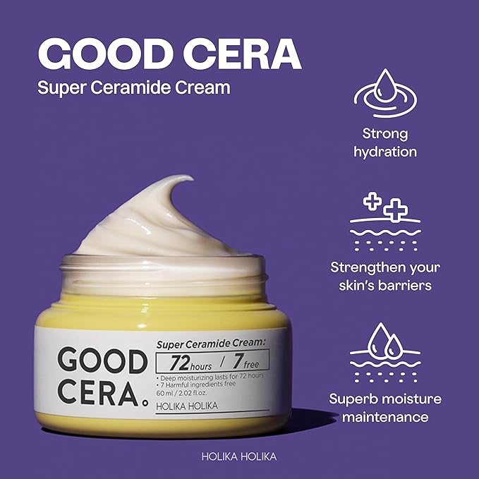 HOLIKA HOLIKA Good Cera Super Ceramide Cream | Soothing Facial Cream & Skin Moisturizer | Ceramide Cream Korean Moisturizer for Face | Deeply Nourishing Face Cream for Dry Skin 2.02 fl oz