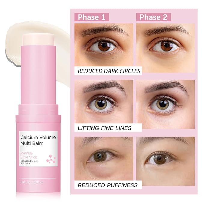 Cemenrete Calcium Volume Multi Balm Stick, Korean Collagen Moisturizing Glow, Hydrating & Anti-Aging Almond Vitamin E for Face, Eyes, Lips & Neck (Multi Balm Stick, 2)