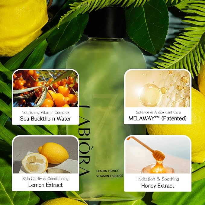 Lemon Honey Vitamin Essence Toner for Face – Hydrating & Soothing Facial Toner with Niacinamide, Vitamins C & E, Herbal Extracts for Refreshed, Dewy Skin, Korean Skin Care, 7.1 fl oz / 210ml
