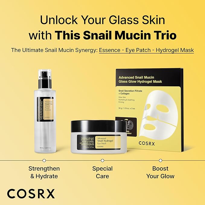 COSRX Advanced Snail Hydrogel Eye Patch (60pc), Gel Serum Mask, Puffy Under Eye Treament, Fine Lines, Refresh, Hydrate, Korean Skin Care
