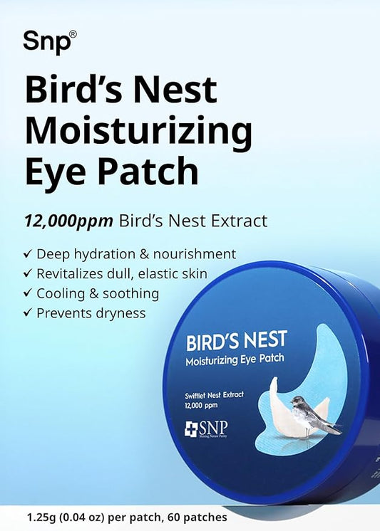Snp 12,000ppm Bird's Nest + Hyaluronic Acid Eye Patch | Hydrating and Cooling for All Skin Types | Maximum Hydration Eye Patches | Korean Skincare Eye Mask | 60 Patches
