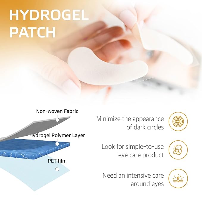 Under Eye Patches for Dark Circles & Puffiness – 4 Pairs (8 Pcs) Overnight Hydrating & Brightening Eye Masks with Hyaluronic Acid, Vitamin C | Labottach Korean Skincare