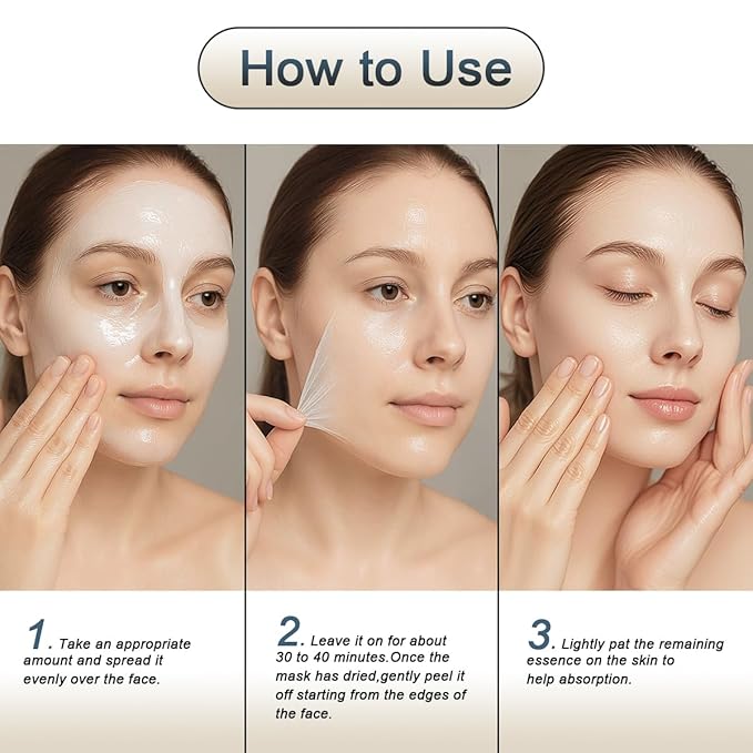 Dermabell Wrapping Mask Collagen Overnight Peel - Off Facial Mask, No Synthetic Resins,Hydrolyzed Collagen for Dry Dull Skin, with Probiotic Ferment 2.53 fl.oz