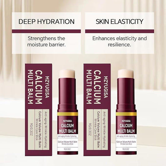 2PC Cemenrete Calcium Multi Balm, Korean Collagen Moisturing Stick, Calcium Multi Essence, Suitable for Face, Eye and Neck Wrinkles Core Bar, Anti-Aging, Anti-Wrinkles Prevention, Moisturizing