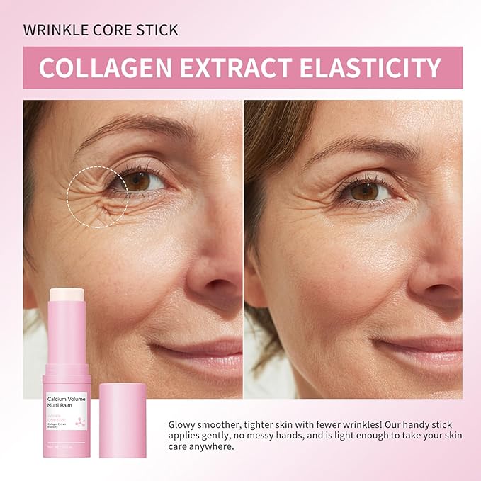 Cemenrete Calcium Volume Multi Balm Stick, Korean Collagen Moisturizing Glow, Hydrating & Anti-Aging Almond Vitamin E for Face, Eyes, Lips & Neck (Multi Balm Stick, 2)