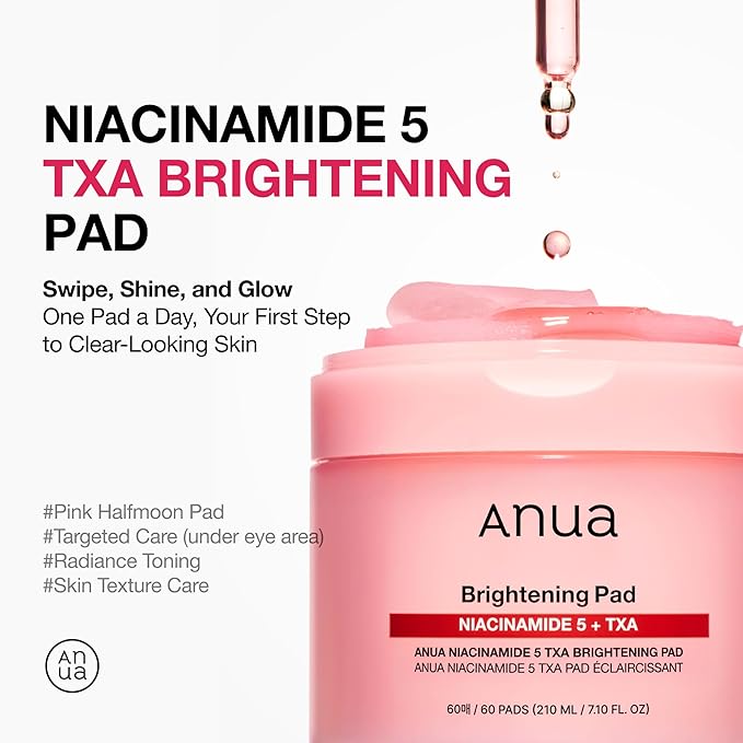 Anua Niacinamide 5 TXA Toner Pads – Hydrating Facial Pad for Daily Care, Under-eye with Tranexamic acid, Korean Skin Care (210ml, 60 Pads)