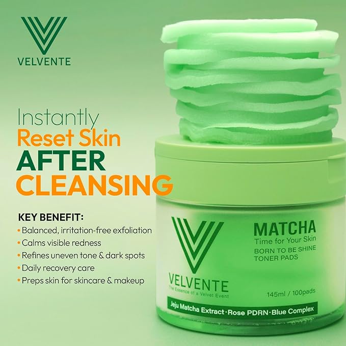 Matcha Toner Pads Recovery & Refining, Rose PDRN Facial Pads for Acne-Prone, Dark Spot, Redness, Anti-Aging, Brightening & Exfoliating, All-in-One Skin Treatment, Korean Skin Care, 100 Pads