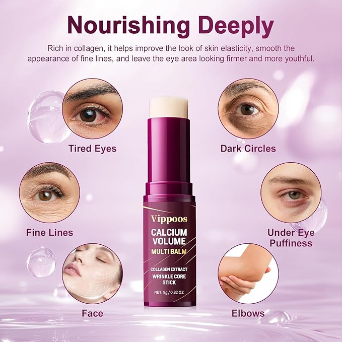 Calcium Multi Balm Stick- Calcium Volume Multi Balm,Korean Collagen Hydrating Stick, Anti-aging,Hydrating Cream, Hydration, Firm skin, Suitable for Face, Eyes, Neck,non-greasy,For All Skin Types