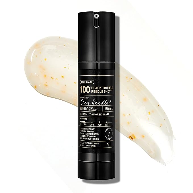 VT COSMETICS Black Truffle Reedle Shot 100 Serum with Black Truffle Extract & 24K Gold Spicule Microneedling Formula, Korean Skincare, 1.69 fl oz(50ml)