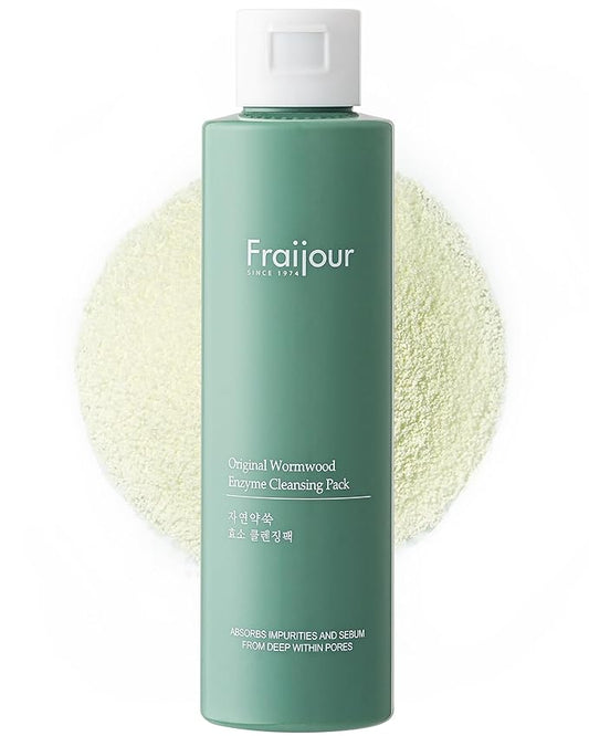 Fraijour Wormwood Enzyme Cleansing Pack – Korean Powder Face Cleanser & Exfoliant with Papaya Enzyme, AHA BHA PHA, Low pH, Clears Acne & Pores, Smooths Texture, for All Skin Types, 2.82 oz.