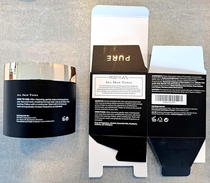 MATKAS Korean Exfoliating Witch Hazel Toning Pads - 60 pcs, Korean Skin Care Glycolic Acid Toner Pads, AHA BHA Gentle Face Exfoliator, Facial Acid Peel for Dark Spots, K Beauty Pore Minimizer for Face