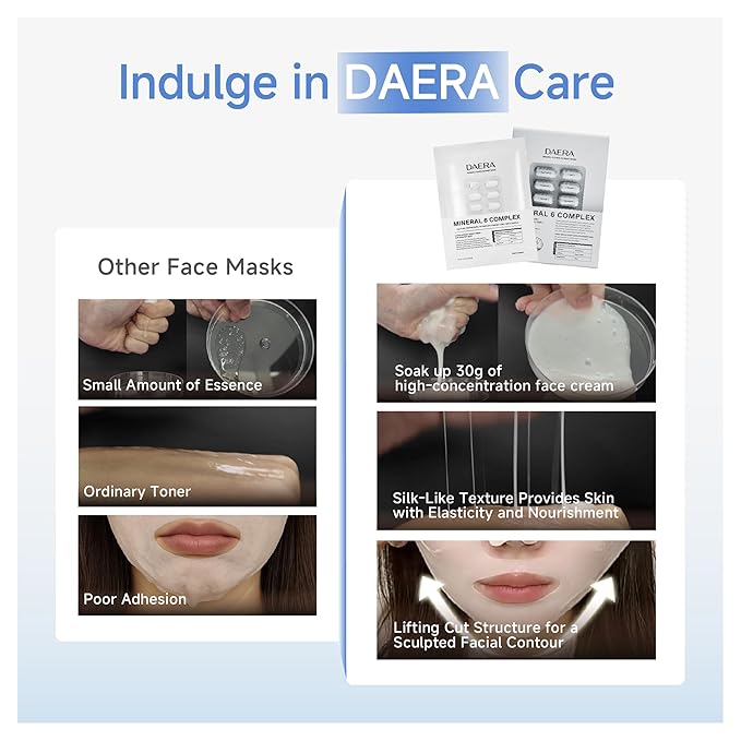 DAERA Korean Brightening Cream Face Mask (5 Sheets) – Dark Spot Correcting & Hydrating Sheet Mask, Firming Glow Mask with Botanicals, Gentle for Sensitive Skin