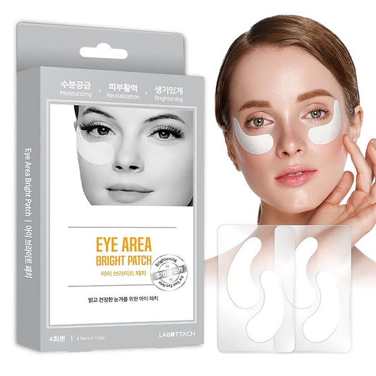 Under Eye Patches for Dark Circles & Puffiness – 4 Pairs (8 Pcs) Overnight Hydrating & Brightening Eye Masks with Hyaluronic Acid, Vitamin C | Labottach Korean Skincare