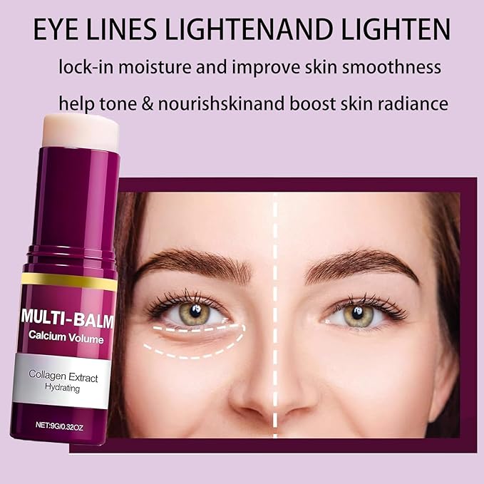 2 Pcs Calcium Multi Balm, Calcium Volume Multi Balm – Korean Collagen Moisturizing Stick for Anti-Aging, Hydrating & Firming Treatment with Vitamin E – Suitable for Eyes, Face, Neck, All Skin Types