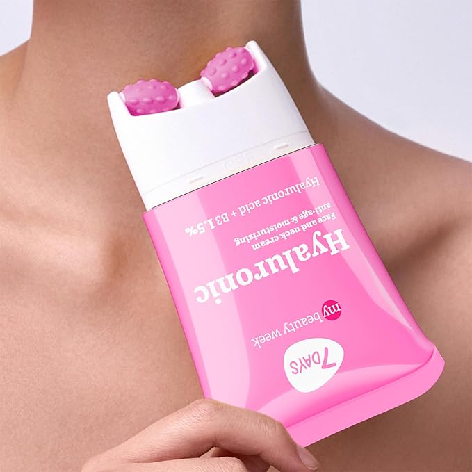 7DAYS Hyaluronic Acid Face & Neck Firming Cream - Korean Anti-Aging Face Moisturizer, 2 in1 Neck Cream & Face Cream, Brightening & Hydrating Skincare with Face Roller & Neck Massager | 2.7 fl oz