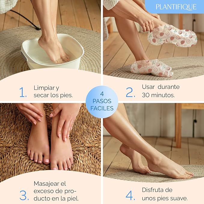 PLANTIFIQUE Foot Peeling Mask 2 Pack Peach and Korean Foot Mask with Shea Butter 4 Pairs box for Dry & Cracked Feet