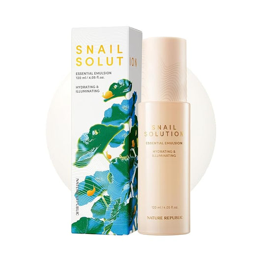 Nature Republic Snail Mucin Emulsion – Korean Moisturizer with Niacinamide, for Glowing Skin, Anti-Aging Korean Skincare, 120mL / 4.02 Fl.Oz