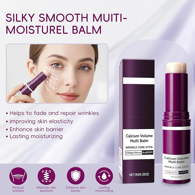 2PCS Cementerre Calcium Multi Balm Stick, Korean Calcium Volume Multi Balm, Collagen Moisturing Stick, Anti-aging, Wrinkles, Sagging, Hydrating, Firming Skin, Suitable for Eyes, Face & Neck-Rose red