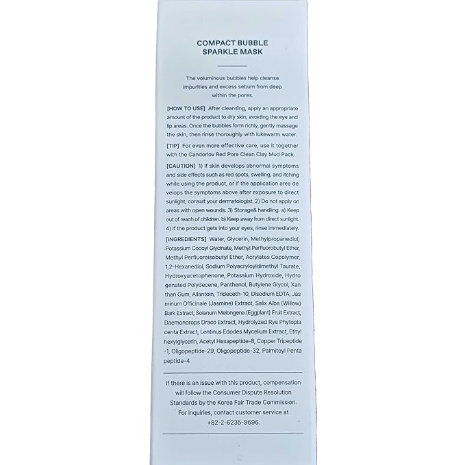 Pore Minimizing Bubble Mask, Peptide, Exfoliation, Pore Tightening & Sebum Control For Blackheads Enlarged Pores, No Skin Irritation, Korean Glass Skin Care,3.52 oz