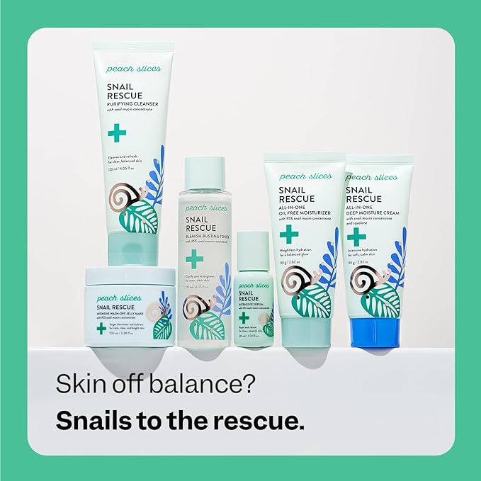 Peach Slices - Snail Rescue Blemish Busting Toner (4.05 oz) - 95% Snail Mucin Concentrate - Clarify, Strengthen, Balance - Hyaluronic Acid & CICA - Vegan & Cruelty Free - Korean Skin Care & Beauty