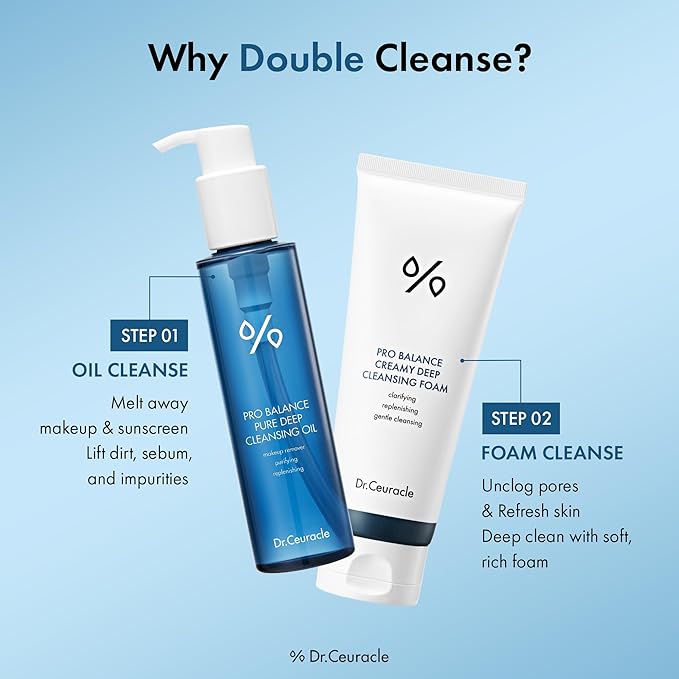 Dr.Ceuracle Pro Balance Cleanser Duo Set (Cleansing Oil & Cleansing Foam) - Hydrating pH Balanced Daily Facial Wash for All Skin Types, Korean Skincare Gift Set
