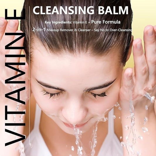 Vitamin E Cleansing Balm (3oz) – Removes Waterproof Makeup & SPF, Hydrating, No Double Cleanse, Korean Oil-Based, Vegan, Travel-Friendly Tin with Magnetic Spatula, For All Skin Types