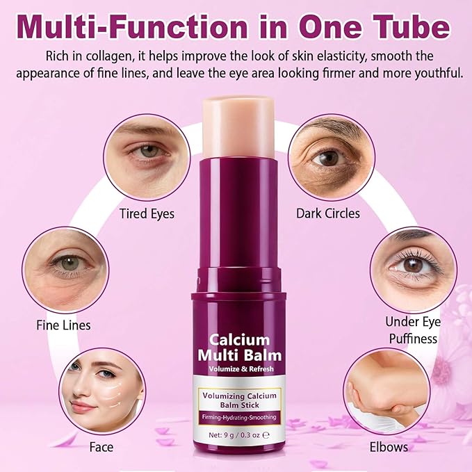 Calcium Multi Balm Stick for Anti-Wrinkles/Aging/Sagging, Hydating & Lifting, Korean-SkinCare Multi Balm Enriched with Calcium & Collagen for Lip, Eyes, Neck, Face | 9g