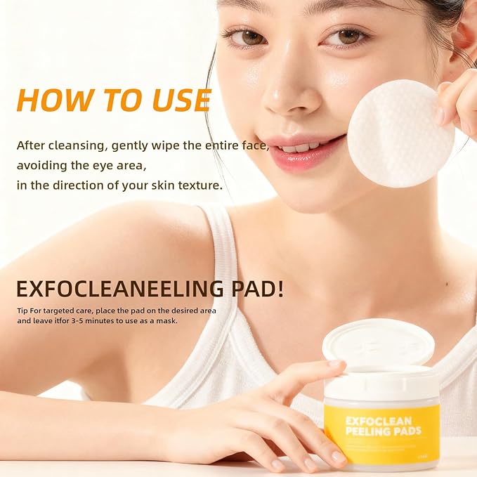 MEDB Exfoclean Peeling Pads Korean Skincare Exfoliating Face Pad with AHA & BHA Face Exfoliator Toner Pads with Salicylic Acid Brightening, Hydrating, Pore Care, for Radiant & Clear Skin, 60 Counts